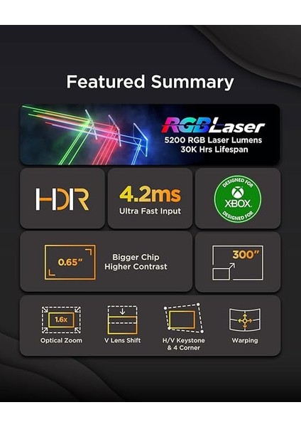 LX700-4KRGB 4K Hdr 5200 Rgb Lazer Lumen 240HZ 30.000SAAT Ev Sınema Gamıng Projeksıyon modelleri