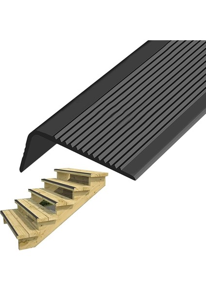 Burunlu Trim Pvc Merdiven Kenarı L Şekilli Kaymaz Koruyucu Güvenlik Adım Trim Kauçuk Köşe Koruma Şeridi Iç Mekan Dış Mekan Fayans Ahşap Metal Merdiven Kurulumu Kolay Genişlik 3 x 7 cm (Renk: B