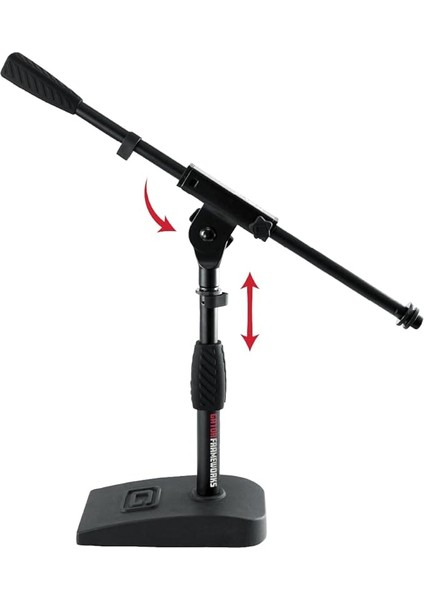 Frameworks GFW-MIC-0821 | Kick Davul/amplifikatör Önü Için Tek Bölümlü Boom Kollu Kısa Ağır Tabanlı Kompakt Mikrofon Standı