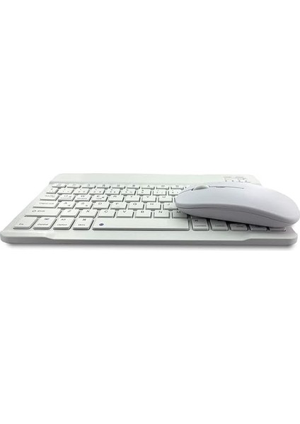 Bluetooth Kablosuz Türkçe Klavye ve Fare ile Mini Şarj Edilebilir Alüminyum Alışım Bluetooth Mouse Süper Hafif Taşınabillir Bluetooth Eşleştirmeli Midi Klavye 25CM x 15CM 2 Renk Seçeneği (Beyaz) fırsatları