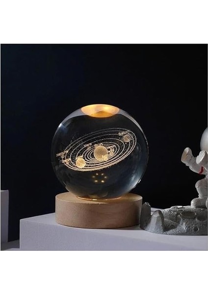 Cam Gece Lambası Küre Kristal Renk Değiştiren LED Işıklı Dekoratif Hediyelik (Gezegenler) fırsatları