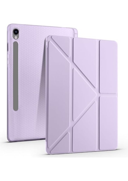 Kılıf Için Samsung Galaxy Tab S10 Fe PLUS/S10 Fe+ 13.1-Inçi Le Uyumlu Kılıf Üçgen Tri Folding Kalem Bölmeli Standlı Kılıfı (Lila)