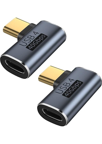 USB C 90 Derece Açılı Adaptör (2'li Paket) - Samsung, MacBook ve Diğer Usb-C Cihazları ile Uyumlu