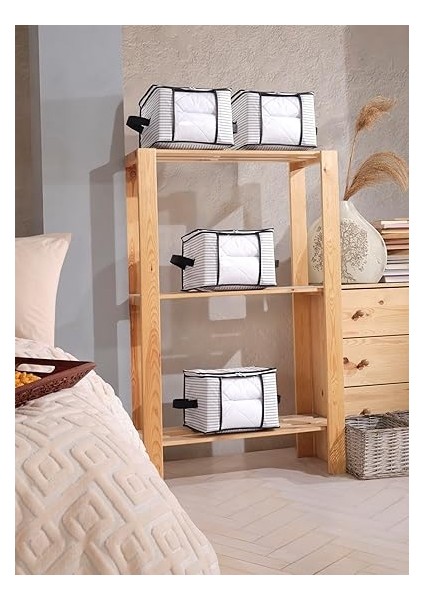 Boy Lüks Pencereli Kazak-Pike-Battaniye Hurcu Dolap Düzenleyici Hurç 40 x 30 x 30 cm - 4 Adet (Beyaz) fiyatları