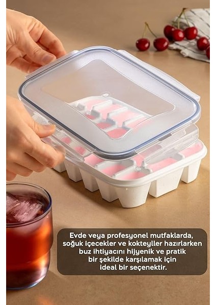 Home 2'li 21 Bölmeli Sızdırmaz Kilitli Buz Kalıbı Seti - Kapaklı Hava Geçirmez Buzluk - Vakumlu Buz Kabı fırsatları
