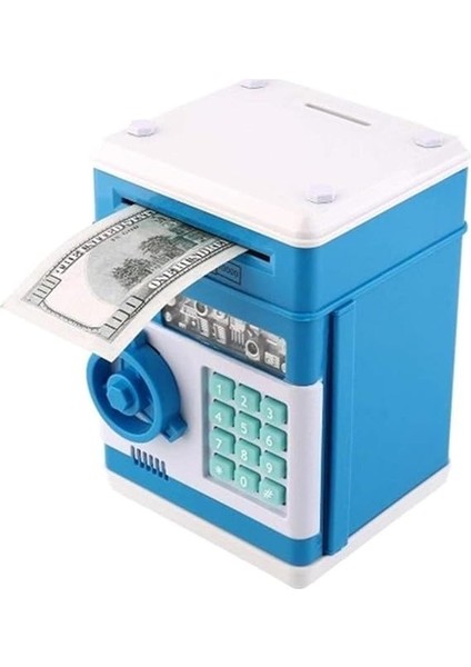 Atm Kumbara Şifreli Otomatik Kağıt Para Alan Kasa Kumbara Mavi Renk fiyatları