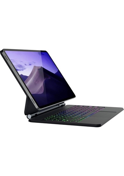 Galaxy Tab S10 10,9 Inc ile Uyumlu Magic Keyboard Touchpad Rgb Işıklı Klavyeli Kılıf