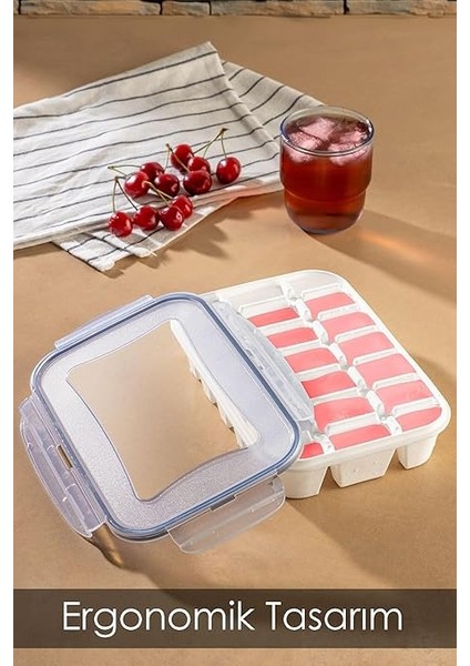 Home 2'li 21 Bölmeli Sızdırmaz Kilitli Buz Kalıbı Seti - Kapaklı Hava Geçirmez Buzluk - Vakumlu Buz Kabı indirimleri