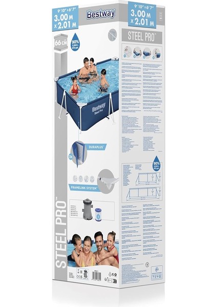 Steel Pro Dikdörtgen Yer Üstü Havuz Seti 3.00 M x 2.01 M x 66 cm fırsatları