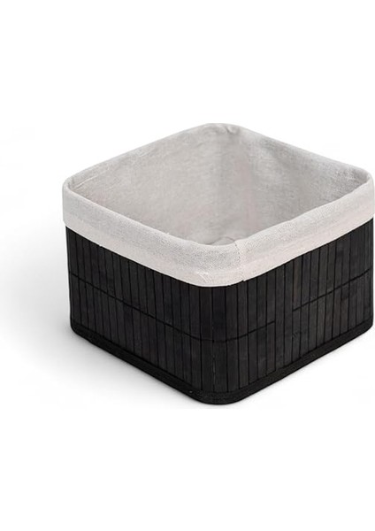 Bambu Çok Amaçlı Saklama Kutusu Düzenleyici Kare Organizer, Dekoratif Bambu Düzenleyici Siyah (20X20X13CM) modelleri