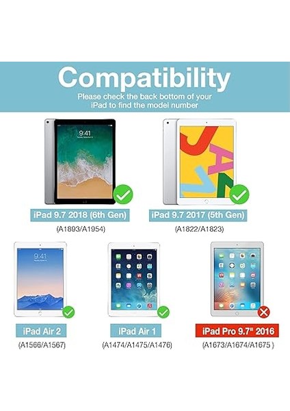 iPad 9,7/ipad 6./5 Için Akıllı Koruyucu Kılıf. Nesil, iPad Air 2/ipad Air 1 (Model: A1893, A1954, A1822, A1823, A1566, A1567, A1474, A1475, A1476), Ince, Yumuşak Tpu Kılıf fiyatları