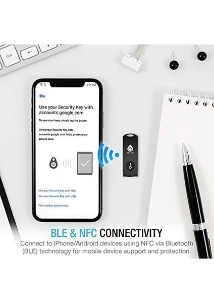 Güvenlik Anahtarı - U2F ve Fıdo2, USB A, Bluetooth'lu Iki Faktörlü Kimlik Doğrulayıcısı, Çok Katmanlı Kimlik Doğrulama Koruması Hotp U2F Uyumlu Windows, Macos, Gmail, Linux - Siyah indirimleri