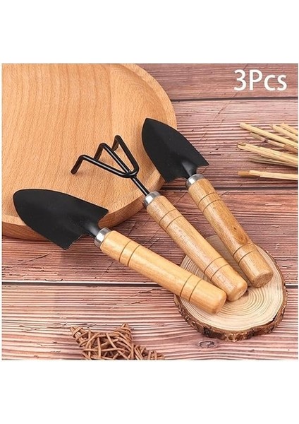 Parça Bahçe Dikme Seti Mini Saksı Hobi Seti Ahşap Saplı 18 cm Kürek Tırmık Seti indirimleri