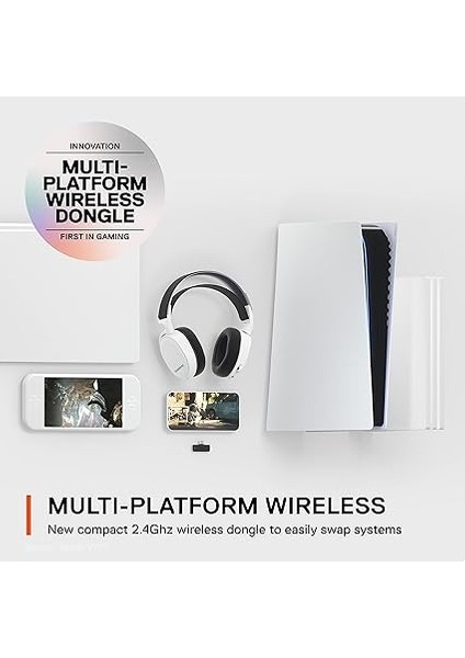 Arctis 7+ - Kablosuz Oyun Kulaklığı - Kayıpsız 2,4 Ghz Bağlantı - 30 Saat Pil Ömrü - Pc, Ps5, Ps4, Mac, Android ve Switch Için - Beyaz modelleri