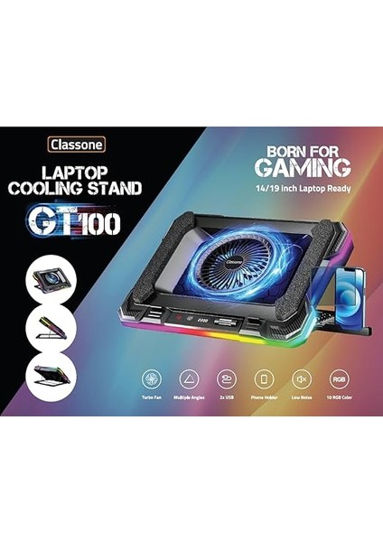 GT100 Gaming Laptop Sogutucu 2200RPM, Rgb Işıklı, LED Display Notebook Soğutucu Stand indirimleri