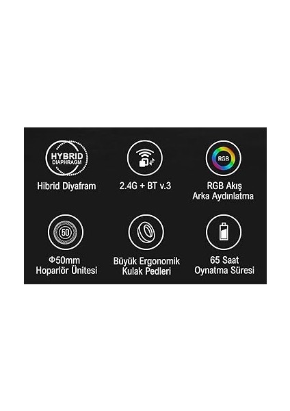 MR720 Siyah Rgb Şarjlı Kablosuz (Bluetooth+2.4g) &amp; Kablolu Kullanım Mikrofonlu Oyuncu Gamer Kulaklığı (Pc, Telefon, Tablet, Ps5, Xbox, Nintendo ile Kullanım) modelleri