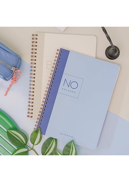 A5 Spiralli Karton Kapak Kareli Okul Defteri 80 Yaprak 2'li Set - Ders Programlı - Lacivert/bej fiyatları