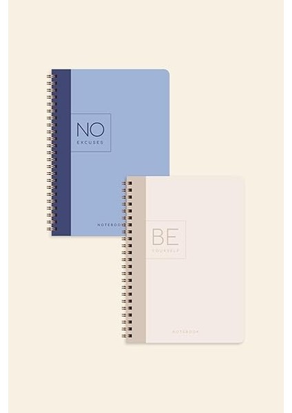 A5 Spiralli Karton Kapak Kareli Okul Defteri 80 Yaprak 2'li Set - Ders Programlı - Lacivert/bej fırsatları