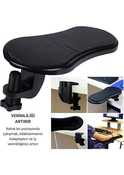 Masa Koltuk Için Kol Dayama Pedi Ayarlanabilir Dönebilen Bilgisayar Kol Dayanağı Kol Dayama Pedi Siyah indirimleri