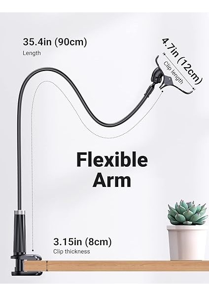 Flexible Esnek Yatak Masa Telefon Tutucu Siyah 90 cm modelleri