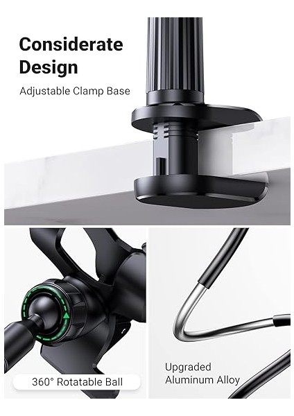 Flexible Esnek Yatak Masa Telefon Tutucu Siyah 90 cm indirimleri