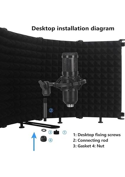 Katlanabilir Ayarlanabilir Ses Emici Vokal Paneli Taşınabilir Izolasyon Mikrofon Kalkanı Ses Geçirmez Plaka modelleri