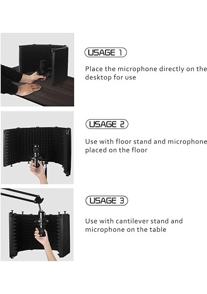 Katlanabilir Ayarlanabilir Ses Emici Vokal Paneli Taşınabilir Izolasyon Mikrofon Kalkanı Ses Geçirmez Plaka indirimleri