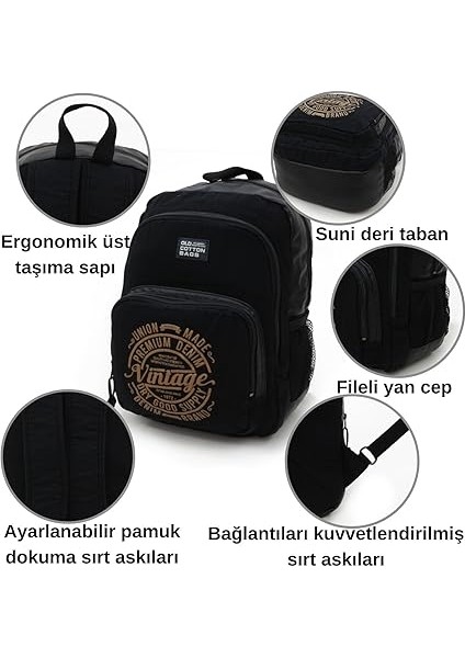 Cotton Cargo 7184 Revilla Sırt Okul Günlük Seyahat 15 Inç Laptop Notebook Tablet Çantası (Siyah Siyah) fırsatları