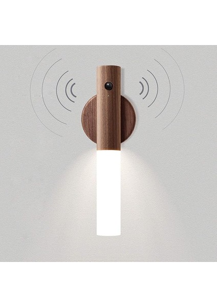 Pille Çalışan Duvar Lambası, Hareket Sensörlü, Kablosuz, Pilli, Ahşap Duvar Lambası, Iç LED USB Şarj Edilebilir, Gece Lambası, Mıknatıslı Dolap Aydınlatması, Hareket Sensörü, Merdiven Lambası,