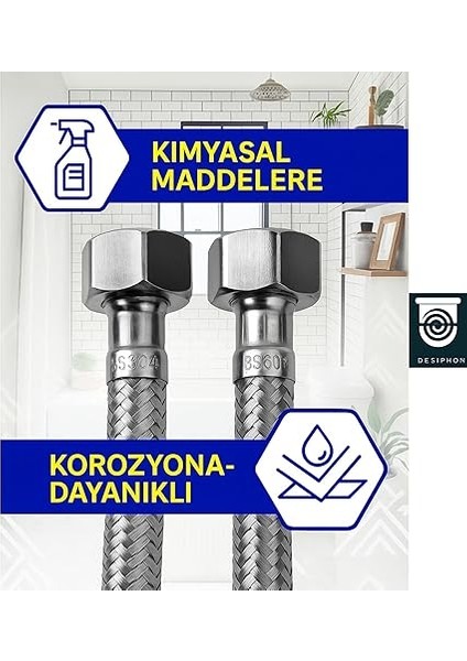 Adet 70 cm Paslanmaz Çelik Örgülü Flex Hortum – 3/8"x3/8" Klozet ve Taharet Musluğu Bağlantı Hortumu, Yüksek Dayanıklı ve Sızdırmaz modelleri