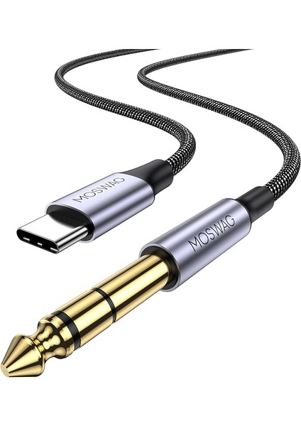 USB C - 6,35 mm 1/4 Inç Trs Kablosu 3,28 Ft/1 Metre, C - 1/4 Ses Adaptörü Aux Jak Stereo Kablosu Google Pixel 4xl, Galaxy Note 10+/S20+, Amplifikatör, Hoparlör, Kulaklık, Karıştırma Konsolu