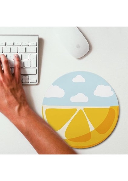 Limon Desenli Yuvarlak Mousepad - Mouse Pad - Fare Altlığı modelleri