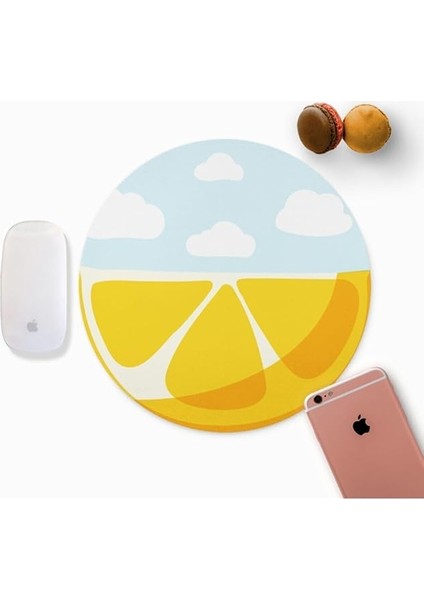 Limon Desenli Yuvarlak Mousepad - Mouse Pad - Fare Altlığı indirimleri