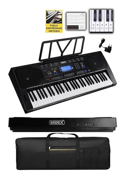 PS-4500 Tuş Hassasiyetli 61 Tuşlu Org Dijital LCD Ekran USB Mp3 Çanta Notalık Adaptör Dahil (300 Ses 300 Ritim) modelleri