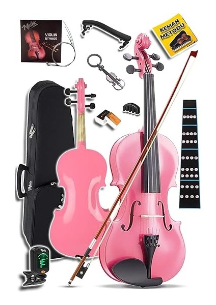 HGA34PİNK-PAK Pembe 3/4 Çocuk Kemanı Seti 10-13 Yaş (Yastık Tuner Susturucu Çanta Yay Reçine) modelleri