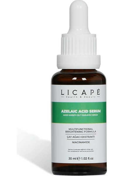 ve Akneli Ciltler Için Azelaic Acid Cilt Serumu 30ML