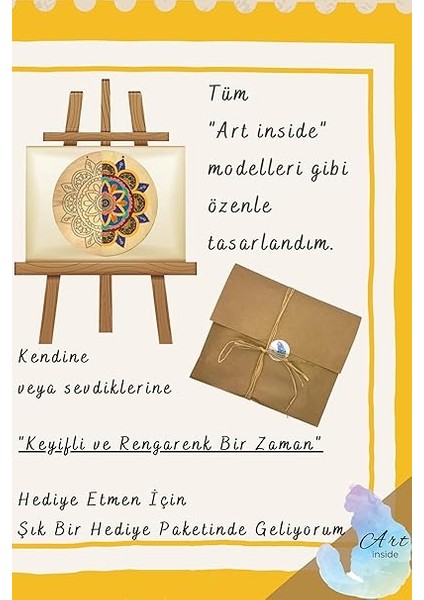 Inside Güneş Mandala Ahşap Boyama Tuval Seti Hediye Hobi Kiti 20 cm indirimleri