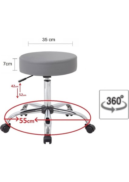 Ofis Kasiyer Taburesi 360 Derece Döner Deri Döşeme Oturak Eczane Laboratuvar Için Metal Ayaklı Gri modelleri