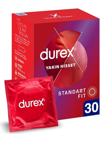 Yakın Hisset Ince Prezervatif 30'lu, Standart Fit