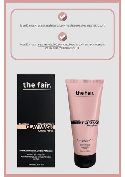 Fair. Creamy Siyah Nokta Karşıtı Kaolin Gözenek Temizleyen Tüm Cilt Tipleri Için Kil Maskesi 100 ml modelleri