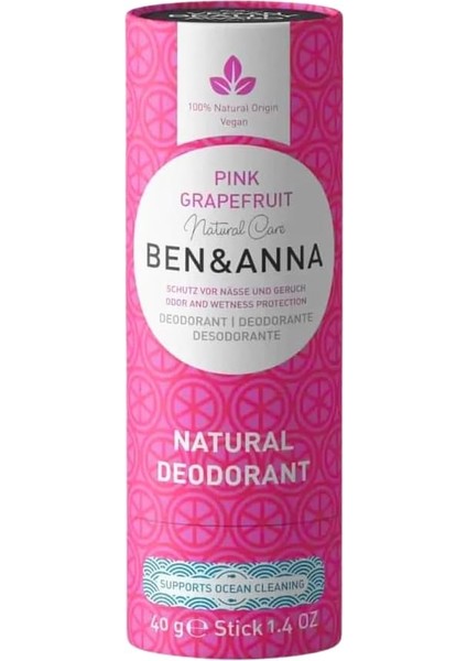 Ben &amp; Anna Pink Grapefruit Vegan Deodorant Stick 40 G 94958