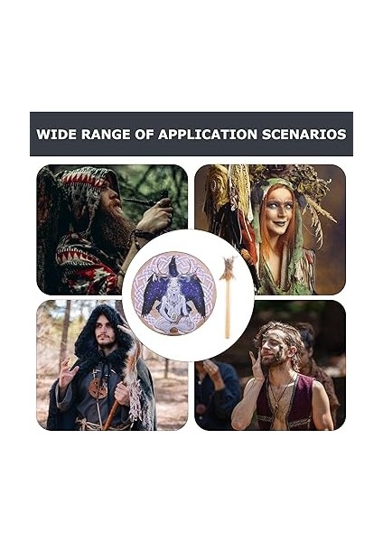 Davul, Yetişkinler Için Şaman Davul, 9 Inç Sound Healer Enstrümantal Şaman Davul – Manevi Müzik Için Kurt Kafası Tasarımlı El Tamburu, Refleks Meditasyonu fırsatları