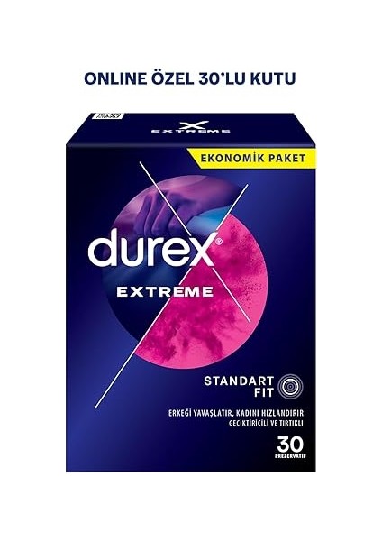 Extreme 30'li Geciktiricili ve Tırtıklı Prezervatif fiyatları