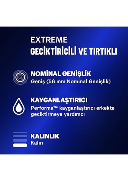 Extreme 30'li Geciktiricili ve Tırtıklı Prezervatif modelleri