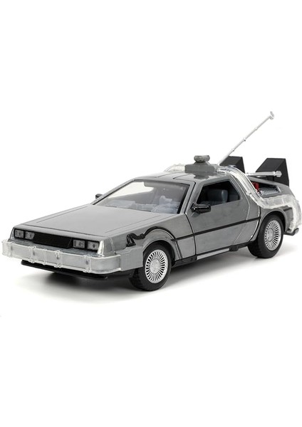 253255038, Zaman Makinesi (Geleceğe Dönüş 1) 1:24, Die-Cast (Metal), Açılabilen Kapılar, Serbest Tekerlek, LED Işıklı
