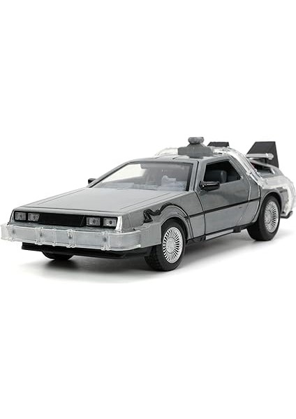 253255038, Zaman Makinesi (Geleceğe Dönüş 1) 1:24, Die-Cast (Metal), Açılabilen Kapılar, Serbest Tekerlek, LED Işıklı fırsatları