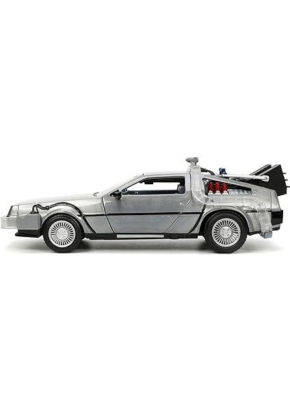 253255038, Zaman Makinesi (Geleceğe Dönüş 1) 1:24, Die-Cast (Metal), Açılabilen Kapılar, Serbest Tekerlek, LED Işıklı indirimleri
