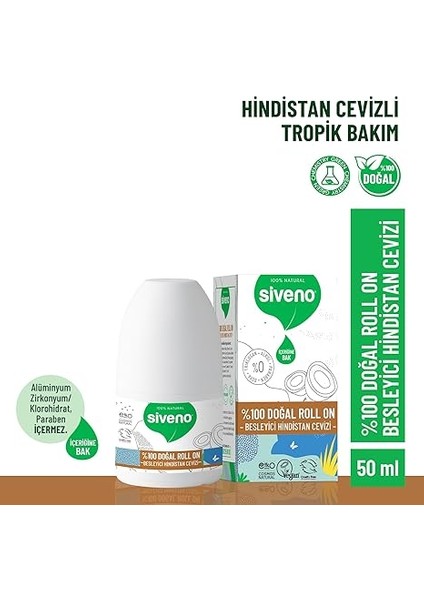 %100 Doğal Roll On Hindistan Cevizli Deodorant Ter Kokusu Önleyici Bitkisel Lekesiz Vegan 50 ml fiyatları