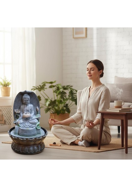 Dekoratif Işıklı Mini Su Değirmeni Şelale Masaüstü Şelale Süs Evi