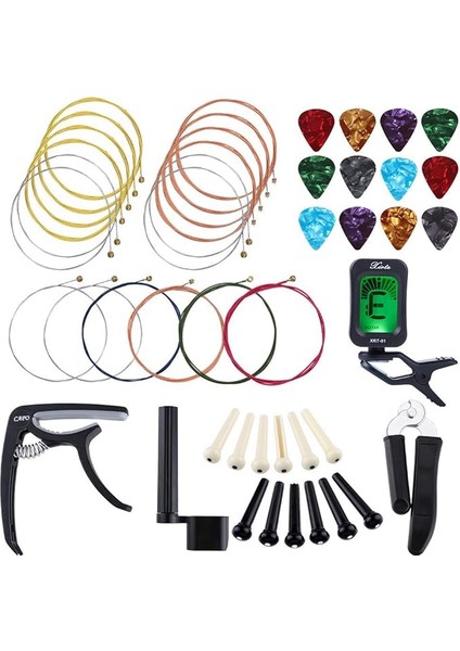 Gitar Telleri C Kiti Gitar Aksesuarları Kiti Gitar Çalma Bakım Aracı Yeni Başlayanlar Için Çok Renkli